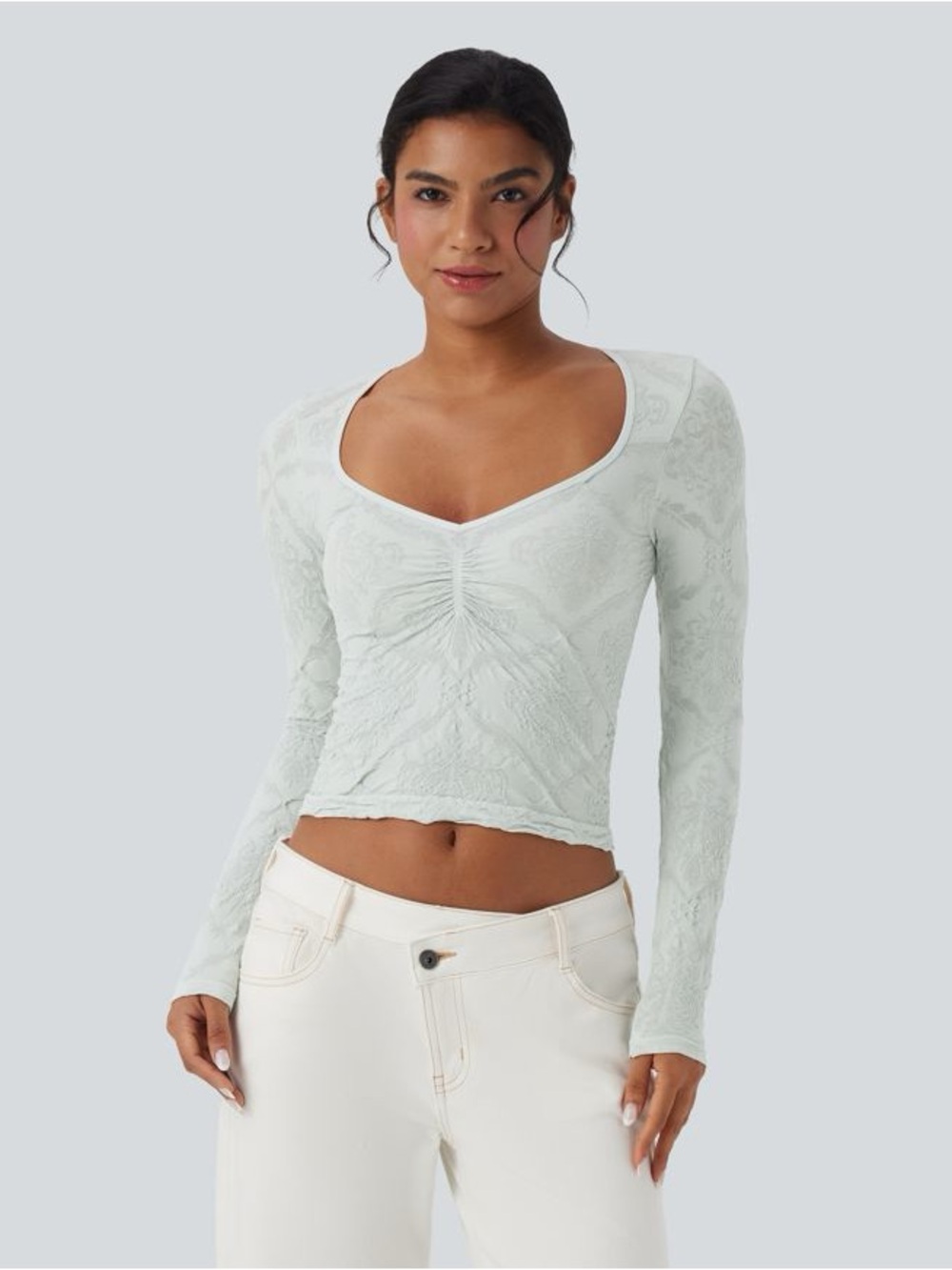 HALARA OneForm Seamless Flow Jacquard Sweetheart Neck Casual Sports Top XL NWT